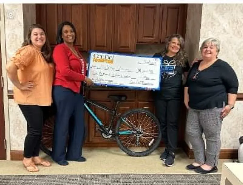 A CenDel Foundation grant, presented alongside two bikes