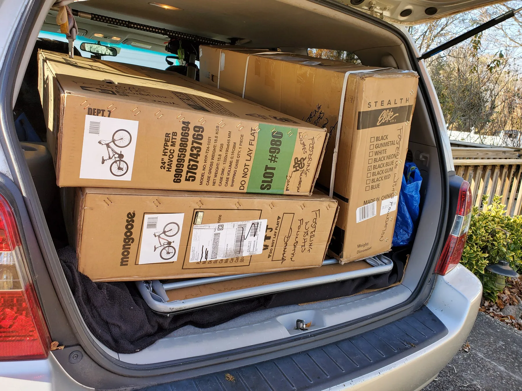 The very first delivery — bikes headed out for assembly, 2021