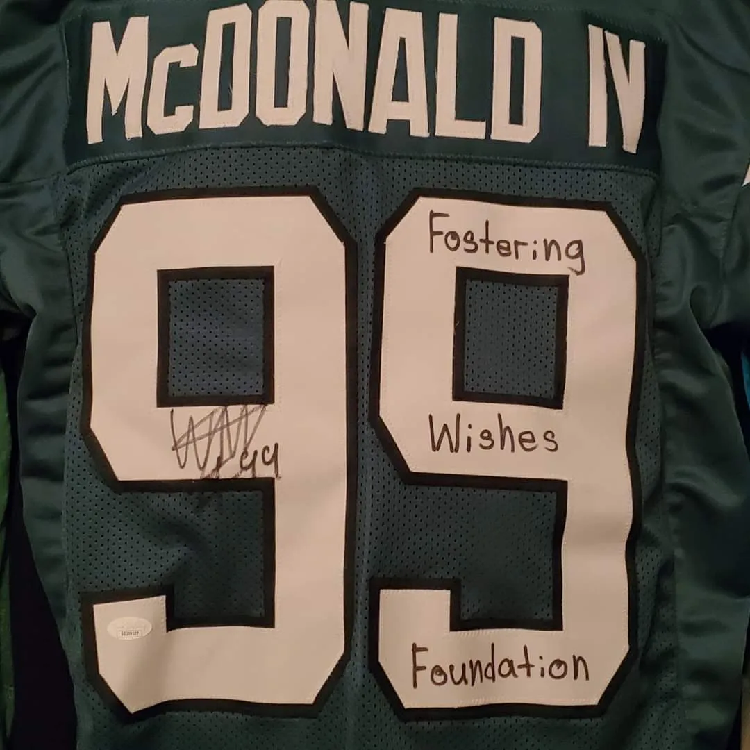 A signed New York Jets jersey donated for a fundraiser